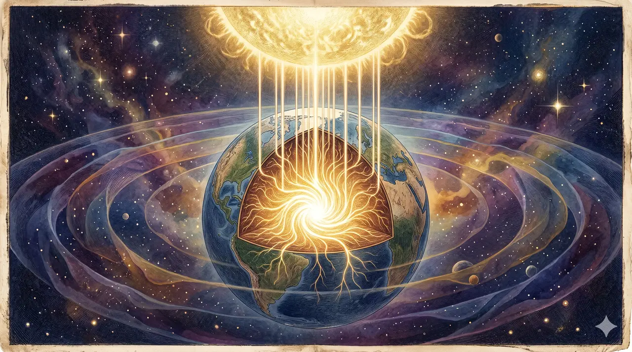Earth's gold vein network as a Source-energy conductor linking zero-point core to the Central Sun
